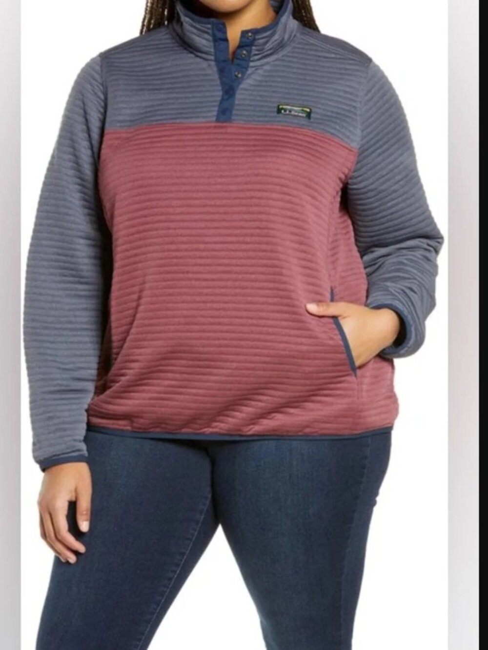 L.L. Bean Airlight Pullover - Maroon and Blue | Size M
